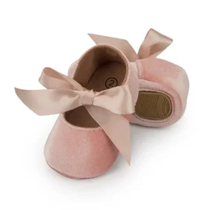 kf S234893203d6143dab665459c09fa516dH Baby Girl Princess Shoes Toddler Non slip Flat Soft sole Cotton Rubber Crib Lovely Butterfly knot