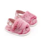 kf S65413761c3244e1c87f94875c8b1db138 Jlong Autumn Plush Slide Sandal Baby Girls Heart Soft Sole Sandals Infant Toddler Princess Non slip