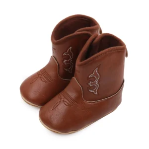 kf S95eef4b39d3546f8ba4c1a14ac09b38fR Boys Baby Girls Baby Winter Boots Soft Bottom Non slip Baby Foreign style Western Cowboy Leather