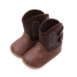 kf Sf6ea77d0883f4439bb7f7437632d1ae82 Boys Baby Girls Baby Winter Boots Soft Bottom Non slip Baby Foreign style Western Cowboy Leather