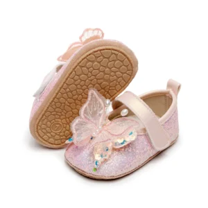 kf Sf47b63a0470b4cadb3c5e5f15b7c6ed0x Princess Baby Girl Dress Shoes Soft Sole Rubber Anti slip First Walker Shiny 3D Butterfly Mary